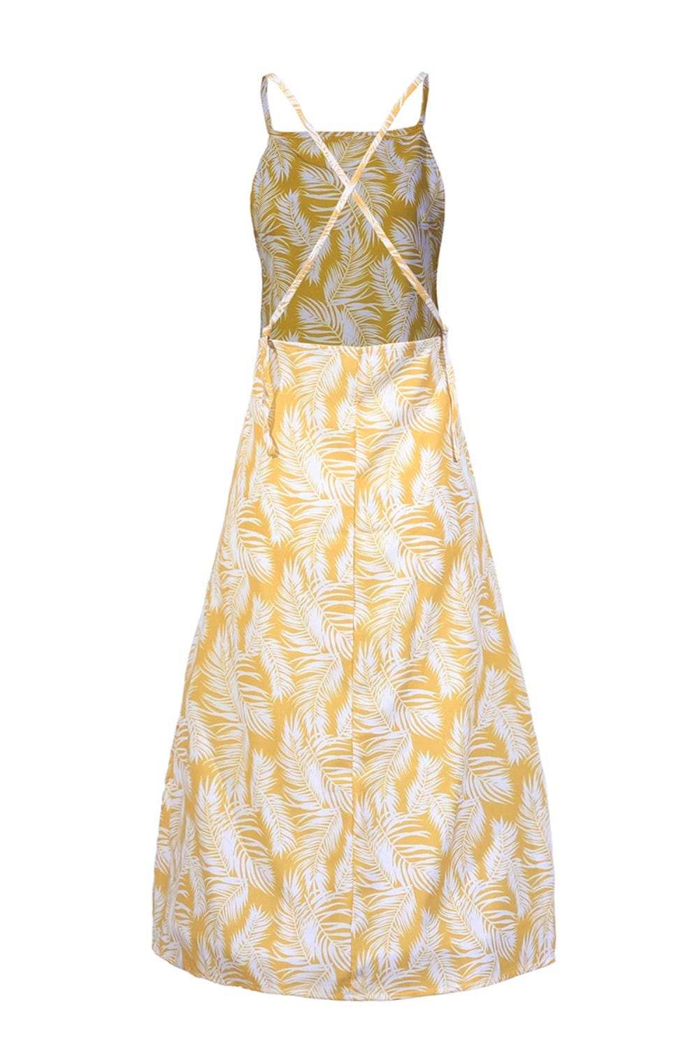Slit Crisscross Printed Sleeveless Cami Dress - Trendsi - Flyclothing LLC