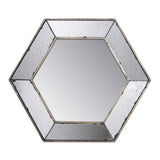 18" Hexagon Wall Mounted Vintage Style Glass Frame Accent Mirror - Homeroots - Flyclothing LLC