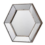 18" Hexagon Wall Mounted Vintage Style Glass Frame Accent Mirror - Homeroots - Flyclothing LLC