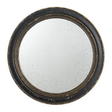 24" Dark Brown Distressed Wood Round Framed Accent Mirror - Homeroots - Flyclothing LLC