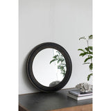 24" Dark Brown Distressed Wood Round Framed Accent Mirror - Homeroots - Flyclothing LLC