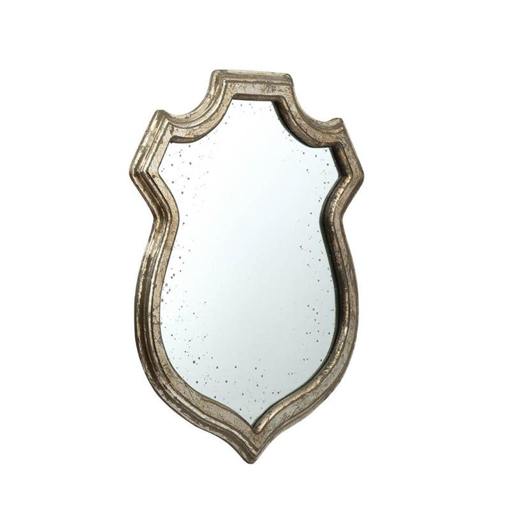 24" Distressed Metallic Crest Shape Wall Mounted Accent Mirror Framed - Homeroots - Flyclothing LLC