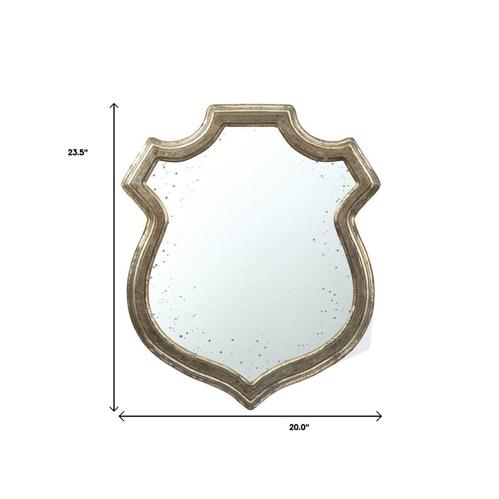 24" Distressed Metallic Crest Shape Wall Mounted Accent Mirror Framed - Homeroots - Flyclothing LLC