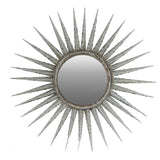 30" Antiqued Silver Gray Sunburst Wall Mounted Accent Mirror - Homeroots - Flyclothing LLC