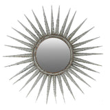 30" Antiqued Silver Gray Sunburst Wall Mounted Accent Mirror - Homeroots - Flyclothing LLC