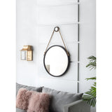 30" Black Fame Round Wall Hanging Accent Mirror with Rope - Homeroots - Flyclothing LLC