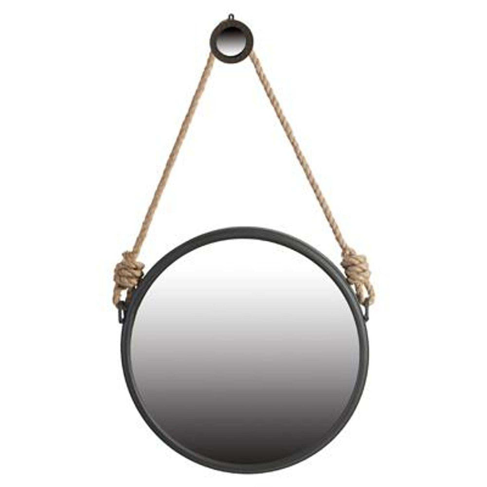 Black and Silver Round Accent Metal Mirror - Homeroots - Flyclothing LLC