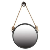 Black and Silver Round Accent Metal Mirror - Homeroots - Flyclothing LLC