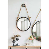 Black and Silver Round Accent Metal Mirror - Homeroots - Flyclothing LLC