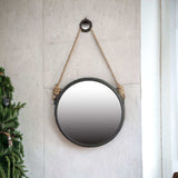 Black and Silver Round Accent Metal Mirror - Homeroots - Flyclothing LLC