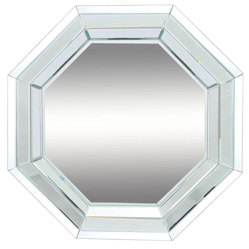 28" Silver Octagon Glass Framed Accent Mirror - Homeroots - Flyclothing LLC