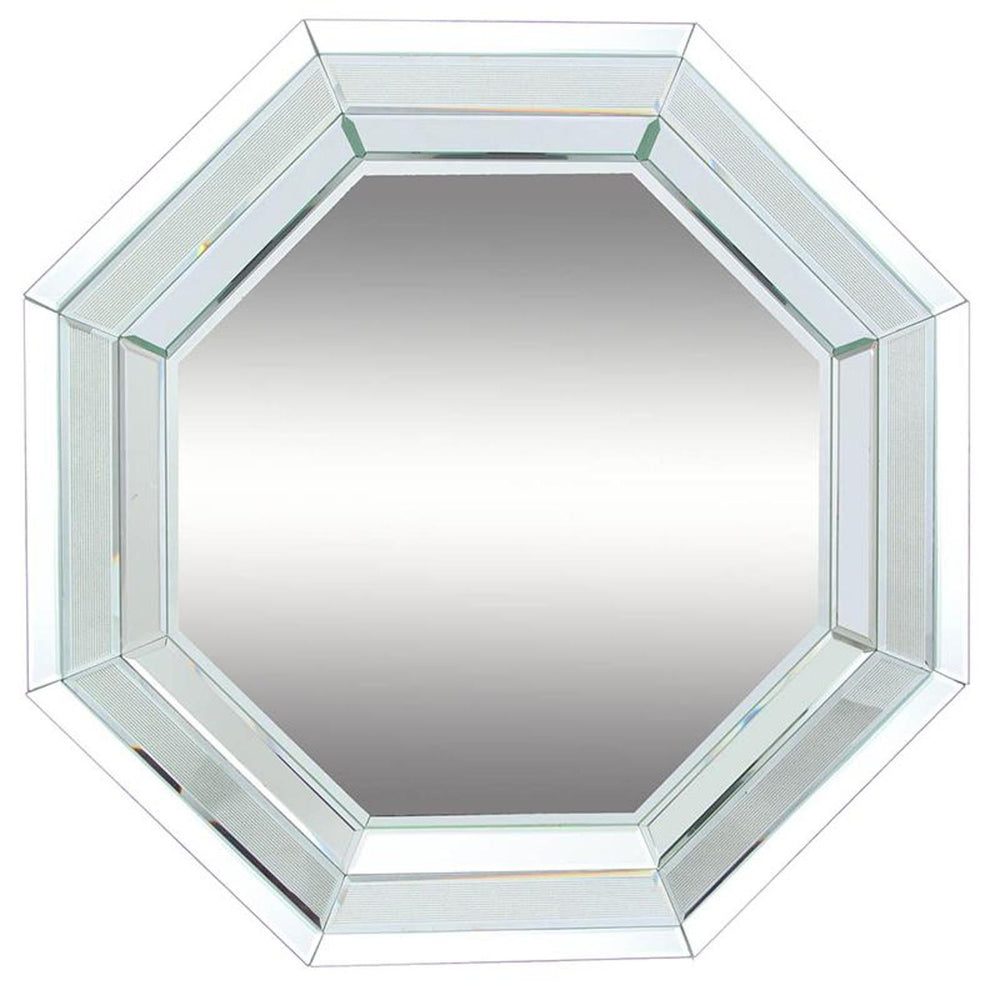 28" Silver Octagon Glass Framed Accent Mirror - Homeroots - Flyclothing LLC
