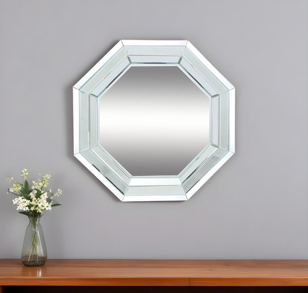 28" Silver Octagon Glass Framed Accent Mirror - Homeroots - Flyclothing LLC