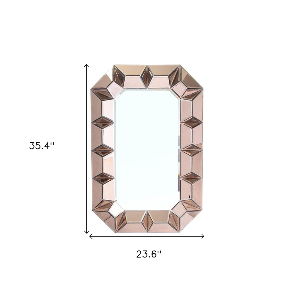 35" Rose Gold Glass Framed Accent Mirror - Homeroots - Flyclothing LLC