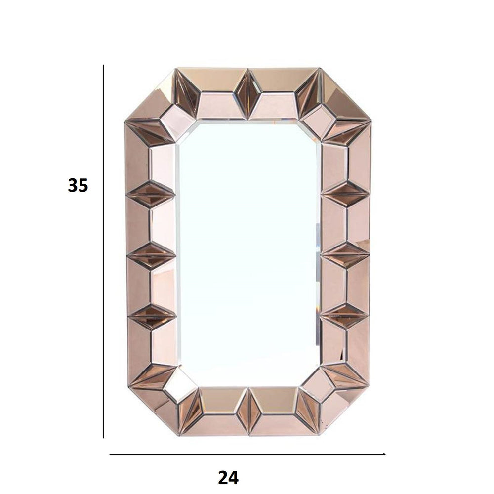 35" Rose Gold Glass Framed Accent Mirror - Homeroots - Flyclothing LLC