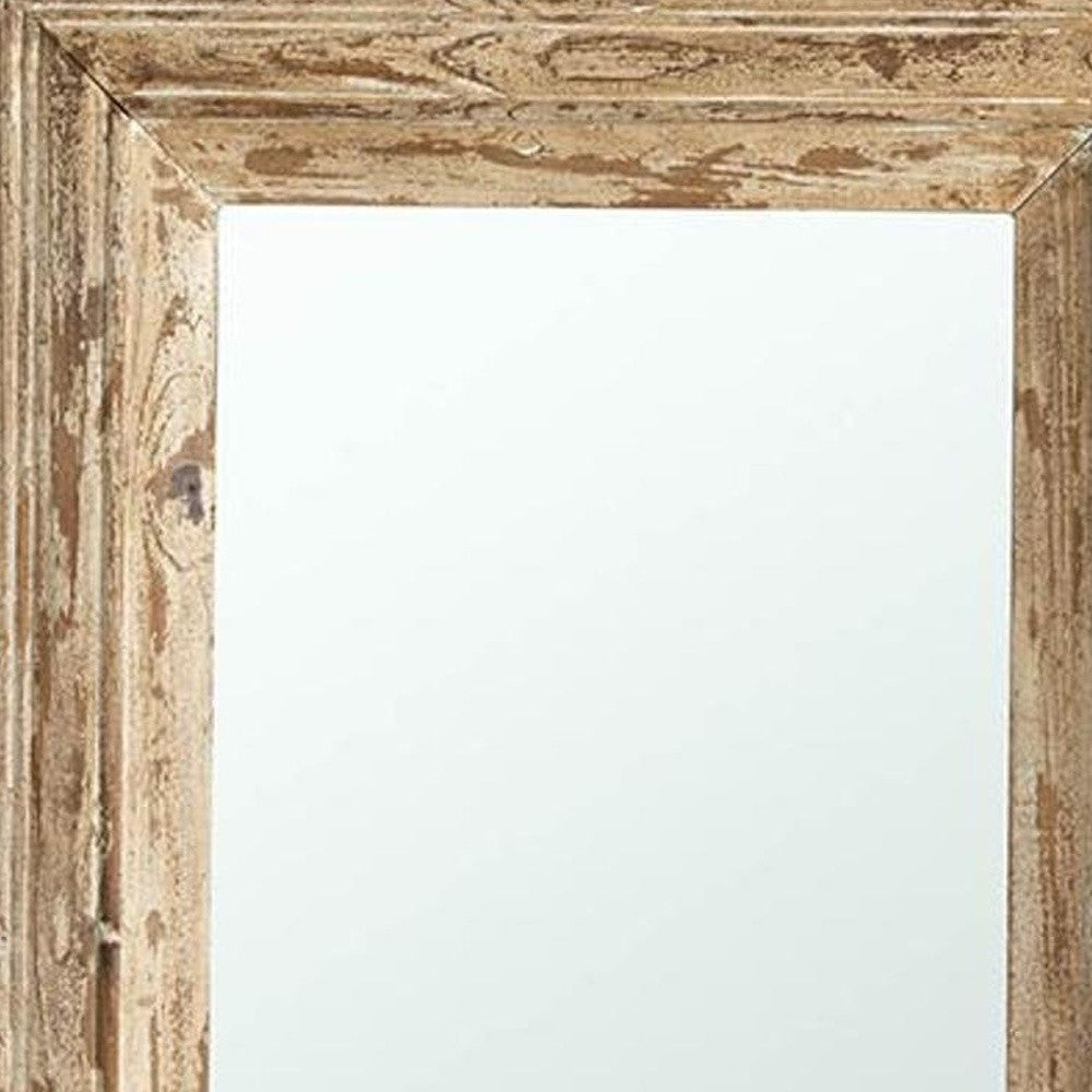 39" Natural Distressed Wood Framed Accent Mirror - Homeroots - Flyclothing LLC