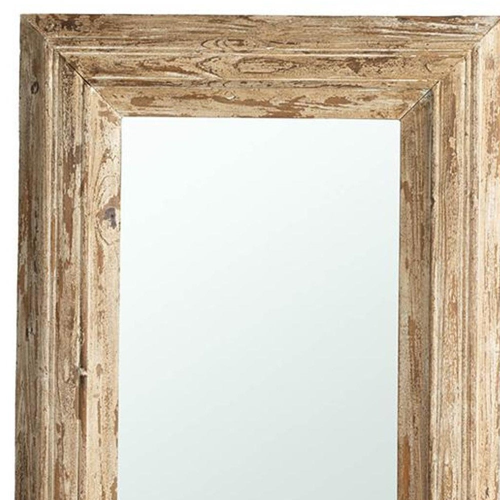 39" Natural Distressed Wood Framed Accent Mirror - Homeroots - Flyclothing LLC
