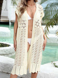 Open Front Short Sleeve Openwork Cover-Up - Trendsi - Flyclothing LLC