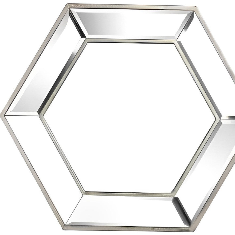 18" Silver Hexagon Glass Framed Accent Mirror - Homeroots - Flyclothing LLC
