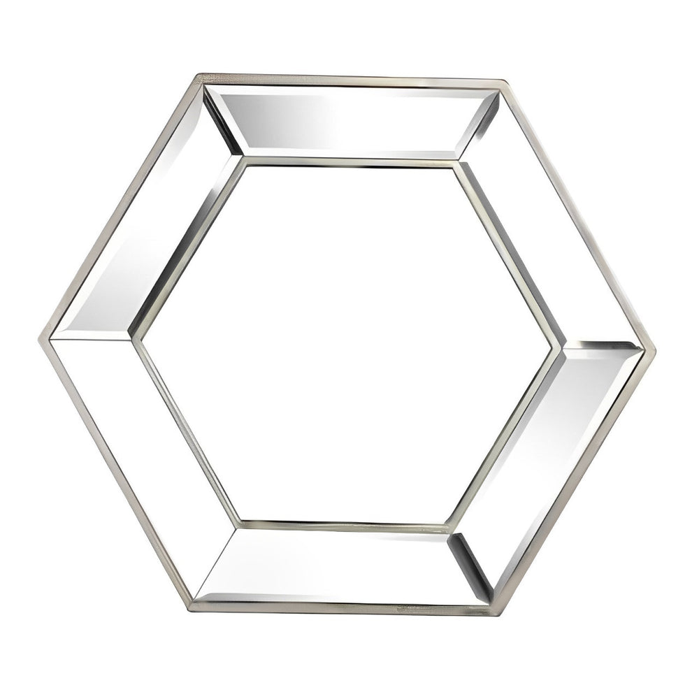 18" Silver Hexagon Glass Framed Accent Mirror - Homeroots - Flyclothing LLC