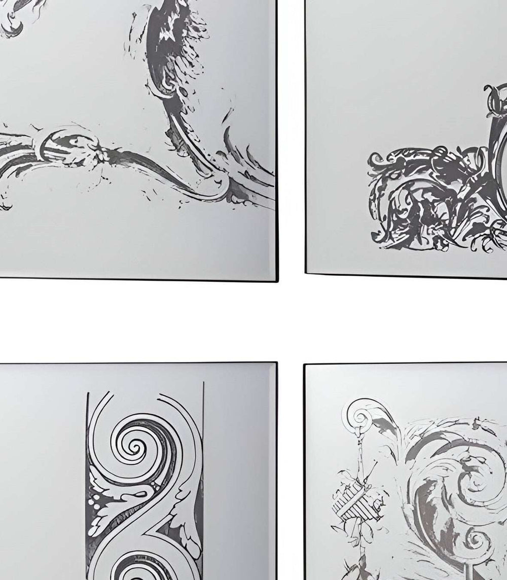 Set of Six Decorative Antiqued Glass Black Metal Framed Mirror Set - Homeroots - Flyclothing LLC