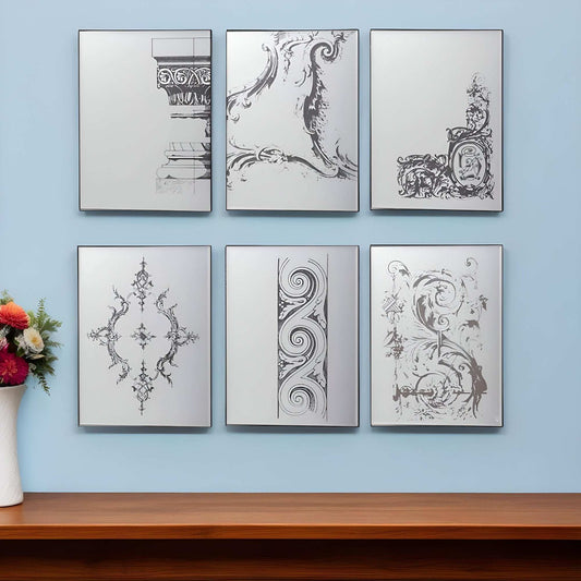 Set of Six Decorative Antiqued Glass Black Metal Framed Mirror Set - Homeroots - Flyclothing LLC