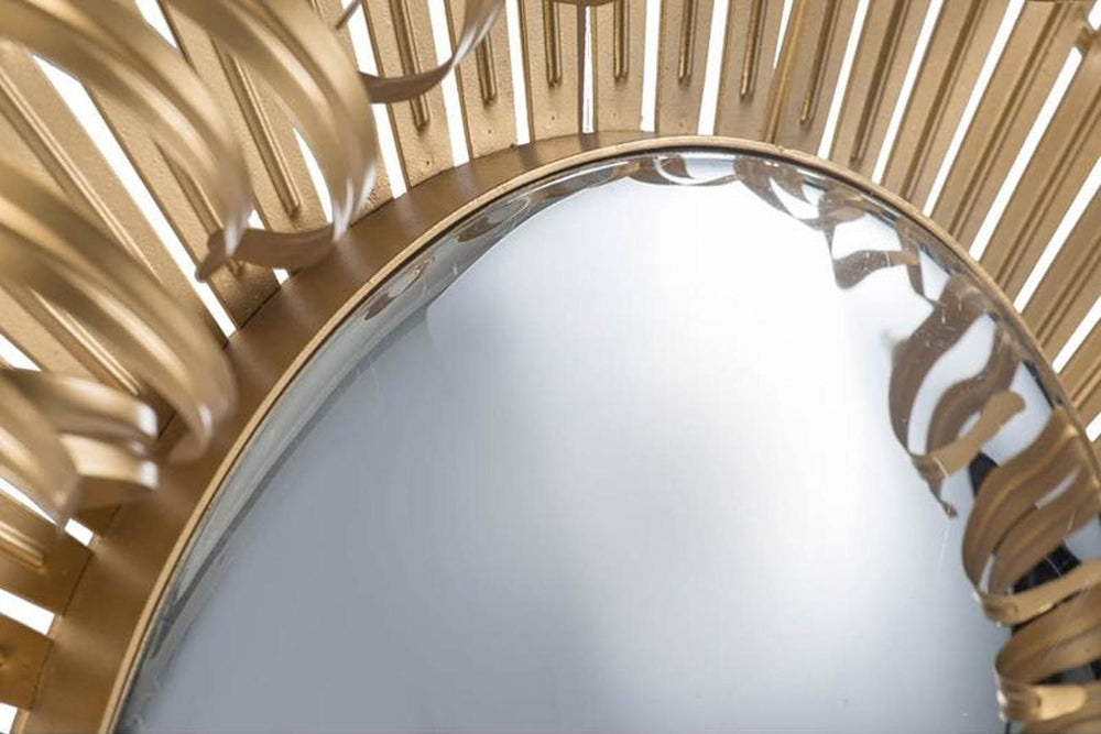 27" Gold Sunburst Iron Framed Accent Mirror - Homeroots - Flyclothing LLC