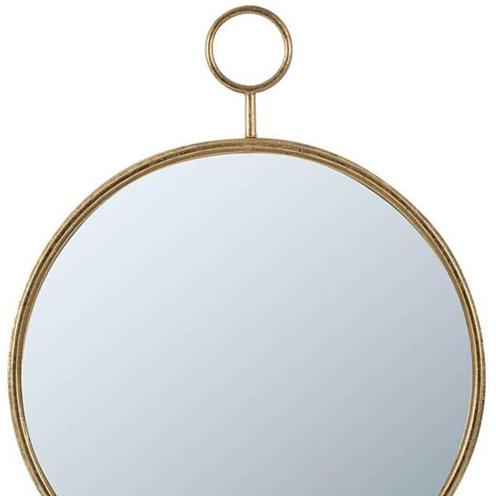 28" Gold Round Iron Framed Accent Mirror - Homeroots - Flyclothing LLC