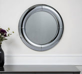 32" Silver Round Curved Frame Accent Mirror