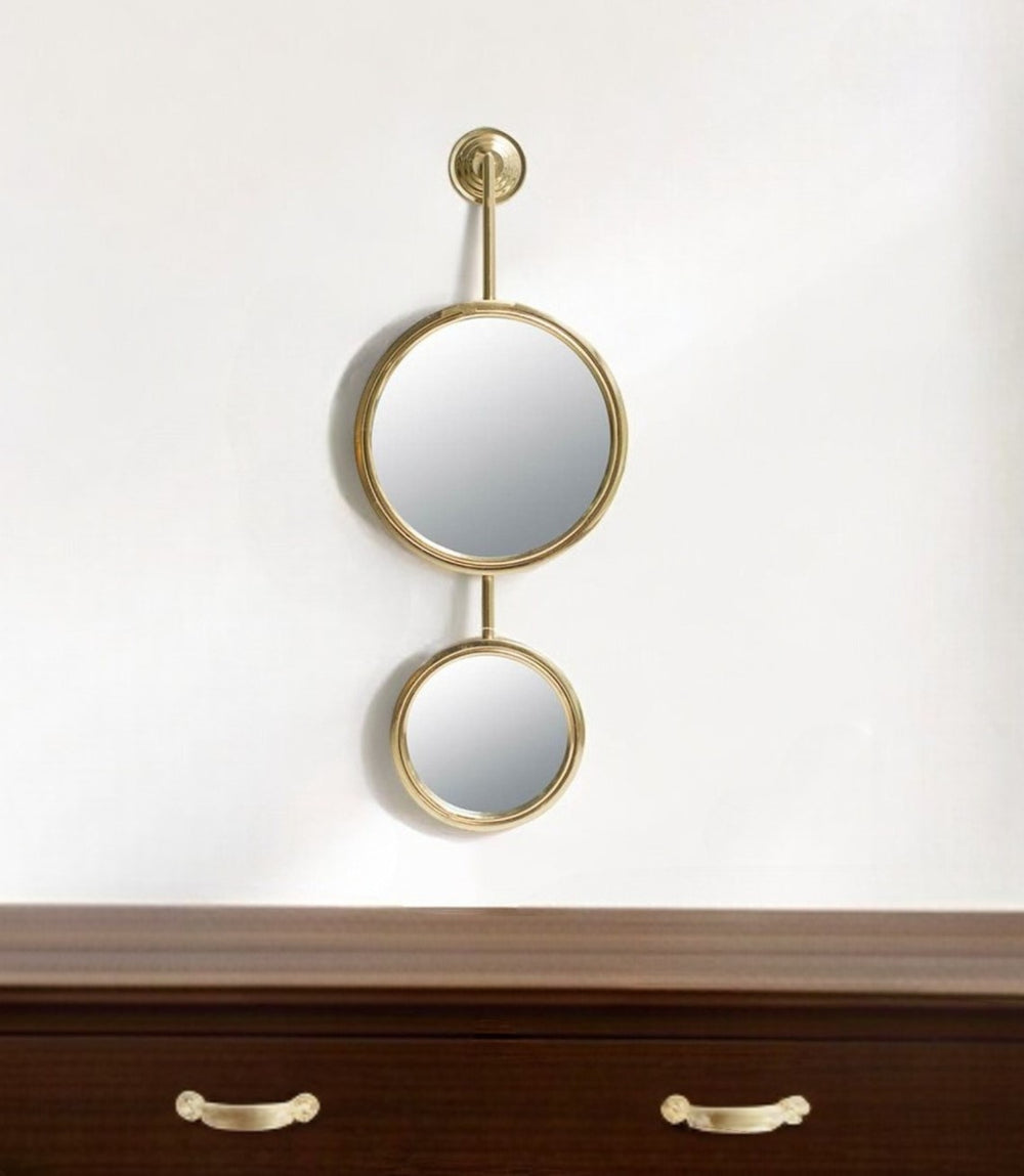 29" Gold Round Iron Framed Accent Mirror - Homeroots - Flyclothing LLC