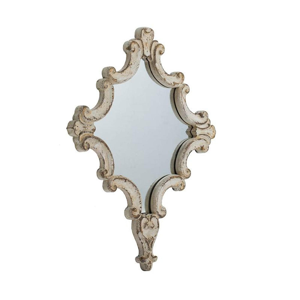 30" White Diamond Solid Wood Framed Accent Mirror - Homeroots - Flyclothing LLC