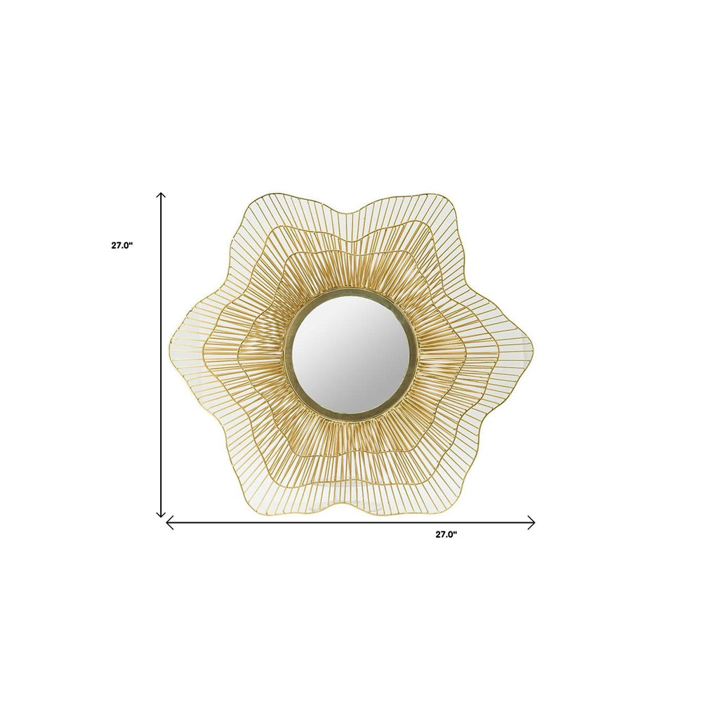 27" Gold Floral Sunburst Iron Framed Accent Mirror - Homeroots - Flyclothing LLC