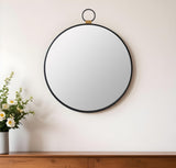 28" Black Round Iron Framed Accent Mirror - Homeroots - Flyclothing LLC