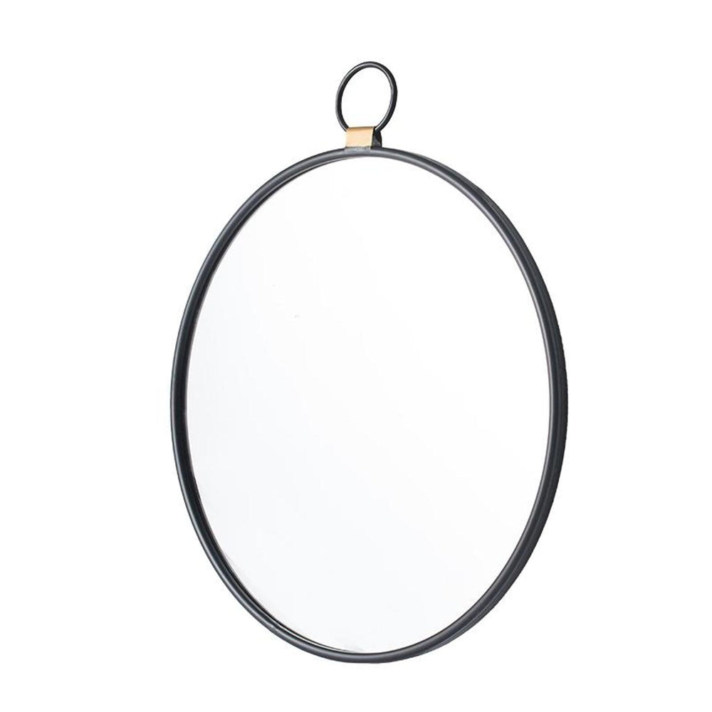 28" Black Round Iron Framed Accent Mirror - Homeroots - Flyclothing LLC