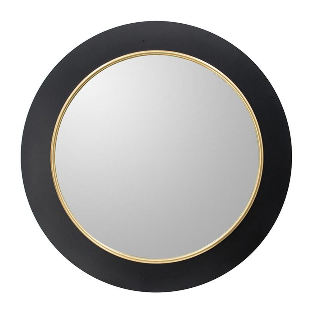 32" Black and Gold Lighted Round Metal Framed Accent Mirror - Homeroots - Flyclothing LLC