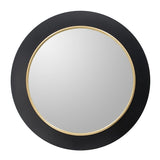 32" Black and Gold Lighted Round Metal Framed Accent Mirror - Homeroots - Flyclothing LLC