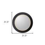 32" Black and Gold Lighted Round Metal Framed Accent Mirror - Homeroots - Flyclothing LLC