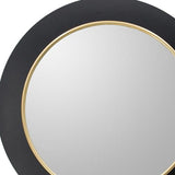 32" Black and Gold Lighted Round Metal Framed Accent Mirror - Homeroots - Flyclothing LLC