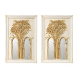 Set of Two 30" White and Gold Wood Framed Accent Mirrors - Homeroots - Flyclothing LLC