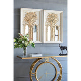 Set of Two 30" White and Gold Wood Framed Accent Mirrors - Homeroots - Flyclothing LLC
