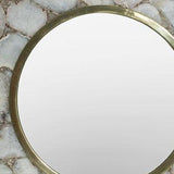 30" White and Gold Scalloped Stone Framed Accent Mirror - Homeroots - Flyclothing LLC