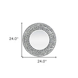 24" Black and White Round Manufactured Wood and Shell Framed Accent Mirror - Homeroots - Flyclothing LLC