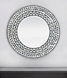 24" Black and White Round Manufactured Wood and Shell Framed Accent Mirror - Homeroots - Flyclothing LLC