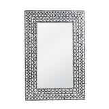 36" Black and White Manufactured Wood and Shell Framed Accent Mirror - Homeroots - Flyclothing LLC