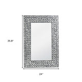 36" Black and White Manufactured Wood and Shell Framed Accent Mirror - Homeroots - Flyclothing LLC
