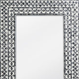 36" Black and White Manufactured Wood and Shell Framed Accent Mirror - Homeroots - Flyclothing LLC