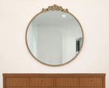 32" Gold Crowned Top Iron Framed Accent Mirror - Homeroots - Flyclothing LLC