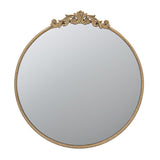 32" Gold Crowned Top Iron Framed Accent Mirror - Homeroots - Flyclothing LLC