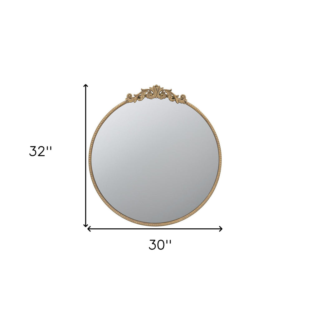 32" Gold Crowned Top Iron Framed Accent Mirror - Homeroots - Flyclothing LLC