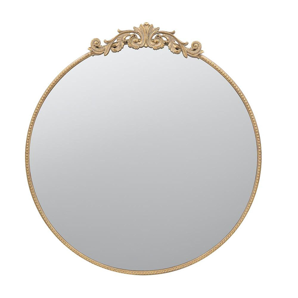 39" Gold Crowned Top Iron Framed Accent Mirror - Homeroots - Flyclothing LLC